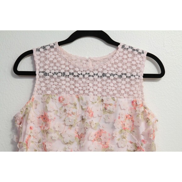 Karl Lagerfeld Paris Women's Dress Pink Appliqué Flowers Sleeveless Lined Size 6 - Picture 3 of 7